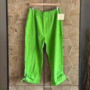 NWT B'Gauze Women's Crop Green Pants Sz 1 Cinched Hem Elastic Waist